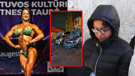 Justina Gaigalaitė, sudegę Manto Sadausko &scaron;eimos automobiliai