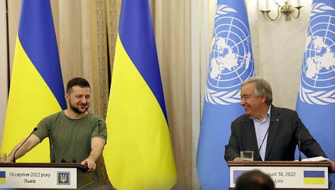 Jungtinių Tautų vadovo A.Guterreso ir Ukrainos lyderio V.Zelenskio susitikimas rugpjūtį