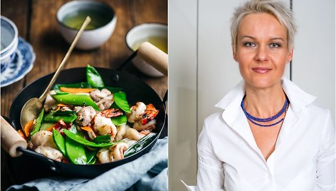 Nida Degutienė ir jos gamintas patiekalas