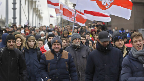 Minske surengta antroji per savaitgalį integracijos su Rusija prie&scaron;ininkų protesto akcija.