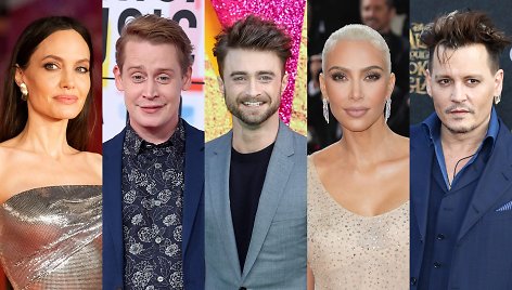 Angelina Jolie, Macaulay Culkinas, Danielis Radcliffe'as, Kim Kardashian, Johnny Deppas