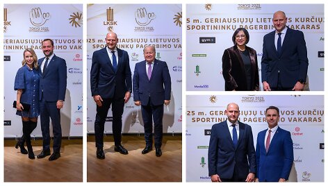 Kauno rajono vicemeras Laurynas Dilys su žmona, LKSK prezidentas Edvinas Kriūnas ir Kauno rajono meras Valerijus Makūnas, LKSK prezidentas Edvinas Kriūnas ir &Scaron;vietimo, mokslo ir sporto ministrė Raminta Popovienė, LKSK prezidentas Edvinas Kriūnas ir Seimo narys Paulius Visockas