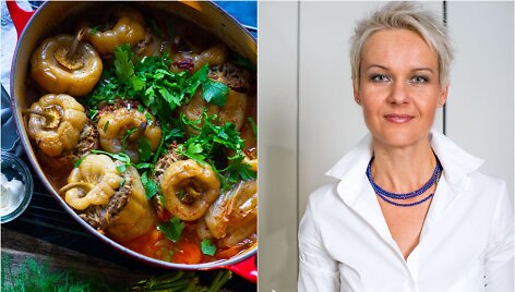 Nida Degutienė ir jos gamintos įdarytos paprikos