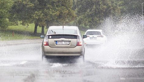 Tropinė liūtis skalauja Vilnių