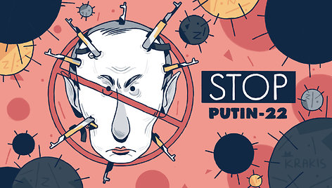 Karikatūra „Stop Putin“. Karikatūros autorius Ignas Krakys, idėjos autorius Andrius Zimaitis