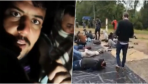 Įstrigę Lietuvos-Baltarusijos pasienyje: migrantų filmuoti vaizdai i&scaron; &bdquo;niekeno žemės&ldquo;