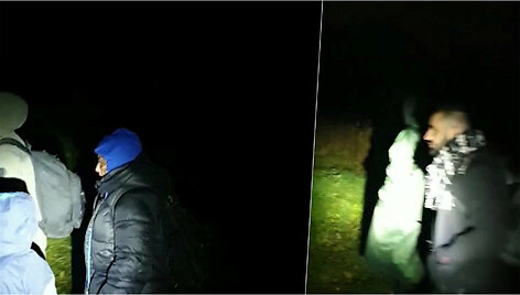 VSAT filmuotoje medžiagoje &ndash; į Lietuvą bandžiusių patekti migrantų grupė