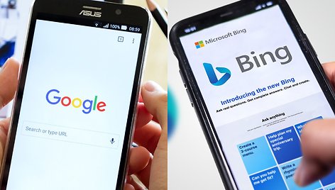 "Google" ir "Bing" interneto naršyklės