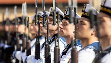 Lenkijos krašto apsaugos ministro Mariusz Blaszczak pasitikimo ceremonija 