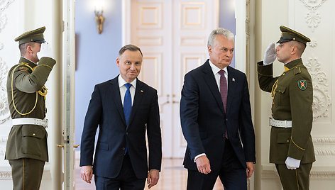 Prezidento Gitano Nausėdos ir Lenkijos vadovu Andrzejaus Dudos spaudos konferencija