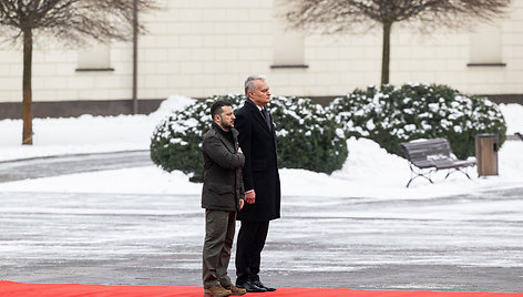 Prezidentūroje įvyko oficiali Ukrainos vadovo Volodymyro Zelenskio pasitikimo ceremonija