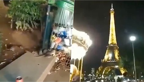 Paryžiaus žiurkės drąsios – būrys jų puotauja tiesiai prieš Eifelio bokštą