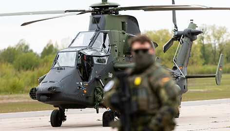  Pratybų &bdquo;Griffin Lightning 2025&ldquo; pristatymas ir Lietuvoje dislokuotų Vokietijos sraigtasparnių pakilimas