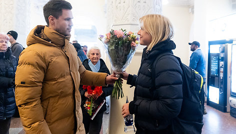 Rūtos Meilutytės pasitikimas Vilniaus oro uoste po pasaulio plaukimo čempionato Dohoje