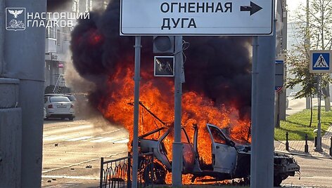 Į automobilį Belgorode pataikė dronas