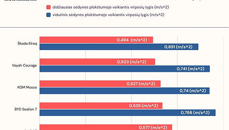 Automobilių komforto rezultatai