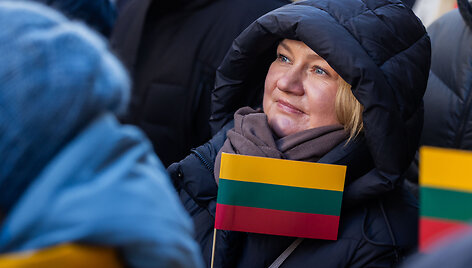 Vasario 16-osios minėjimas prie Lietuvos nepriklausomybės signatarų namų Vilniuje