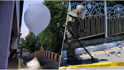 Šiaurės Korėja tyčia siuntinėjo balionus, prie kurių prikabintos atliekos, į Pietų Korėją