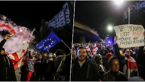 Priėmus užsienio agentų įstatymą – protestai Tbilisyje