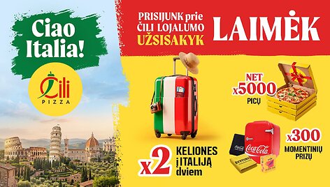 Iki Italijos &ndash; tik vienas kąsnis: &bdquo;Čili Pizza&ldquo; kviečia laimėti 5 000 picų ir dvi keliones į Italiją