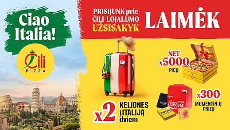 Iki Italijos &ndash; tik vienas kąsnis: &bdquo;Čili Pizza&ldquo; kviečia laimėti 5 000 picų ir dvi keliones į Italiją
