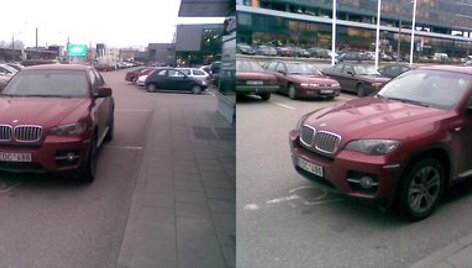 Sveiki. Įprasta matyti prabangius automobilius neįgaliųjų vietose ir galbūt, kai kurie vairuotojai turi invalidumą tik ant automobilio nėra spec. ženklo, tačiau kai pastatoma per dvi neįgaliųjų vietas, tai jau vir&scaron; visko... Nuotrauka daryta 2008 Gruodžio 8 diena(14:00 val.), P. Luk&scaron;io g. 23 Vilniuje