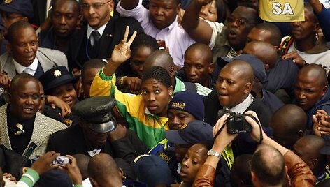 Bėgikės Caster Semenya sutiktuvės Johannesburge (Pietų Afrikos respublika)