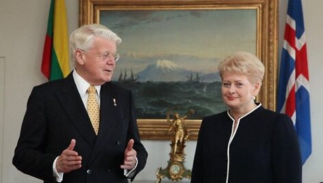 Islandijos Prezidentas &Oacute;lafuras Ragnaras Gr&iacute;mssonas ir Dalia Grybauskaitė 