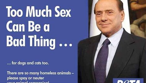 PETA tikisi, kad Silvio Berlusconi pavyzdys įkvėps &scaron;eimininkus savo augintinių sterilizacijai.