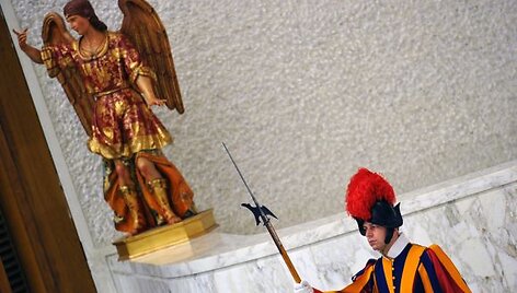 &Scaron;veicarų gvardietis stovi sargyboje.