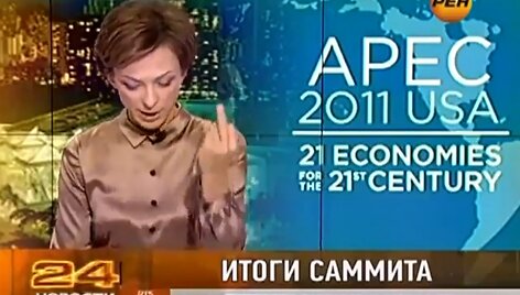 Vos i&scaron;tarusi JAV prezidento pavardę Tatjana Limanova žiūrovams pademonstravo nepadorų gestą.