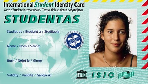 ISIC pažymėjimas VGTU studentams