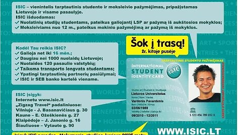 &bdquo;ISIC Lietuva&ldquo; keliauja  į studijų parodą &bdquo;Litexpo&ldquo;.