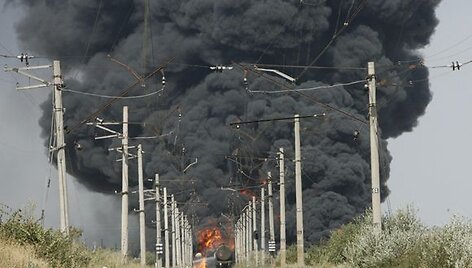Traukinys važiavo vienu i&scaron; pagrindinių Gruzijos geležinkelių.