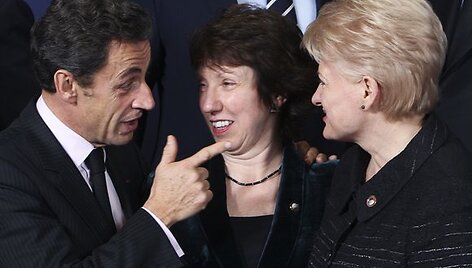 I&scaron; kairės: N.Sarkozy, C.Ashton ir D.Grybauskaitė