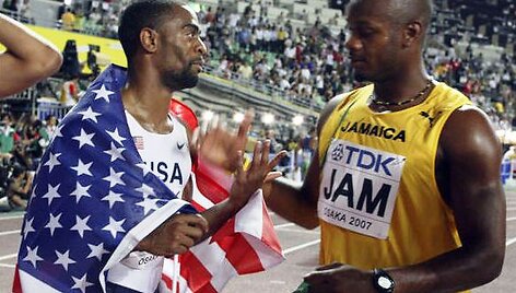 Asafa Powellas ir Tysonas Guy Osakoje 2007 metais
