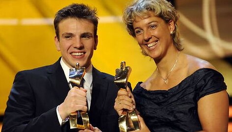 Steffi Nerius ir Paulas Biedermanas apdovanojimo ceremonijos metu