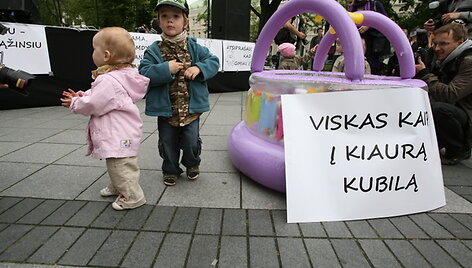 Mažieji protesto akcijos dalyviai