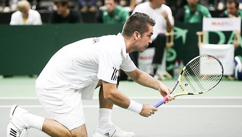 Luka Gregorcas ir Gregas Žemlja Daviso taurėje Vilniuje žaidė prie&scaron; Lauryną Grigelį ir Ričardą Berankį ir pralaimėjo po dramati&scaron;kos kovos 
