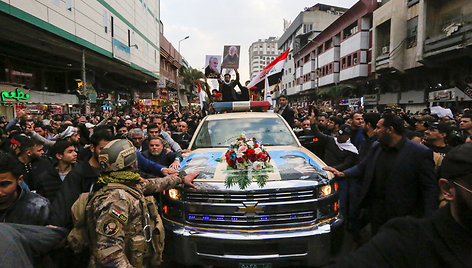 Gedulo procesija Bagdade Irano generolo Qasemui Soleimani ir Irako sukarintų pajėgų vadui Abu Mahdi al Muhandisui