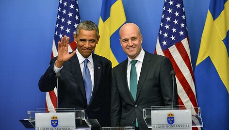 Barackas Obama ir &Scaron;vedijos premjeras Fredrikas Reinfeldtas