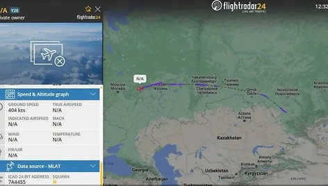 Portalo „FlightRadar24“ duomenimis, lėktuvo skrydžio maršrutas apėmė Altajaus kraštą, Tiumenę, Jekaterinburgą ir Kazanę.