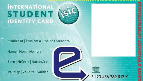 ISIC pažymėjimas su integruotu elektroniniu vie&scaron;ojo transporto bilietu