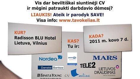 Karjeros galimybių renginys &bdquo;TAVO KELIAS&rsquo;11&rdquo; kviečia TAVE!
