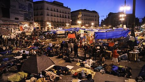 Ispanijos protestuotojai Madrido aik&scaron;tėje