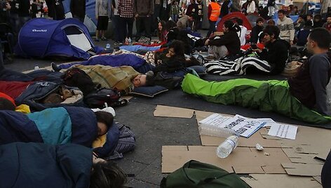 Ispanijos protestuotojai Madrido aik&scaron;tėje