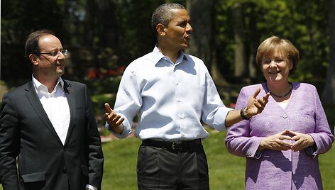 Barackas Obama, Angela Merkel ir Francois Hollande'as Marilande