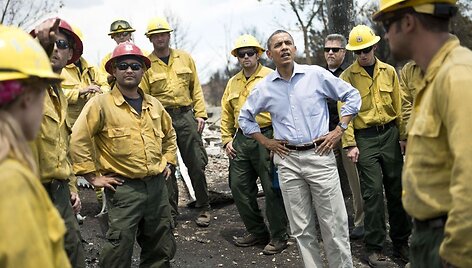JAV prezidentas Barackas Obama aplankė gaisrų niokojamą Kolorado regioną.