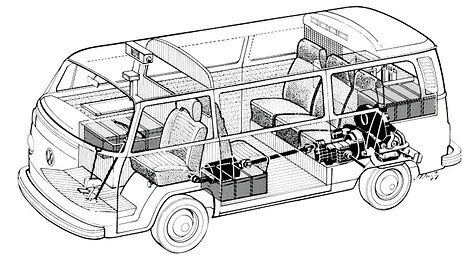 Elektro Transporter schema. (Volkswagen nuotrauka)
