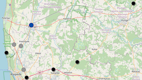 &bdquo;Juodųjų dėmių&ldquo; žemėlapis (2021 m.) Žemaitijoje
